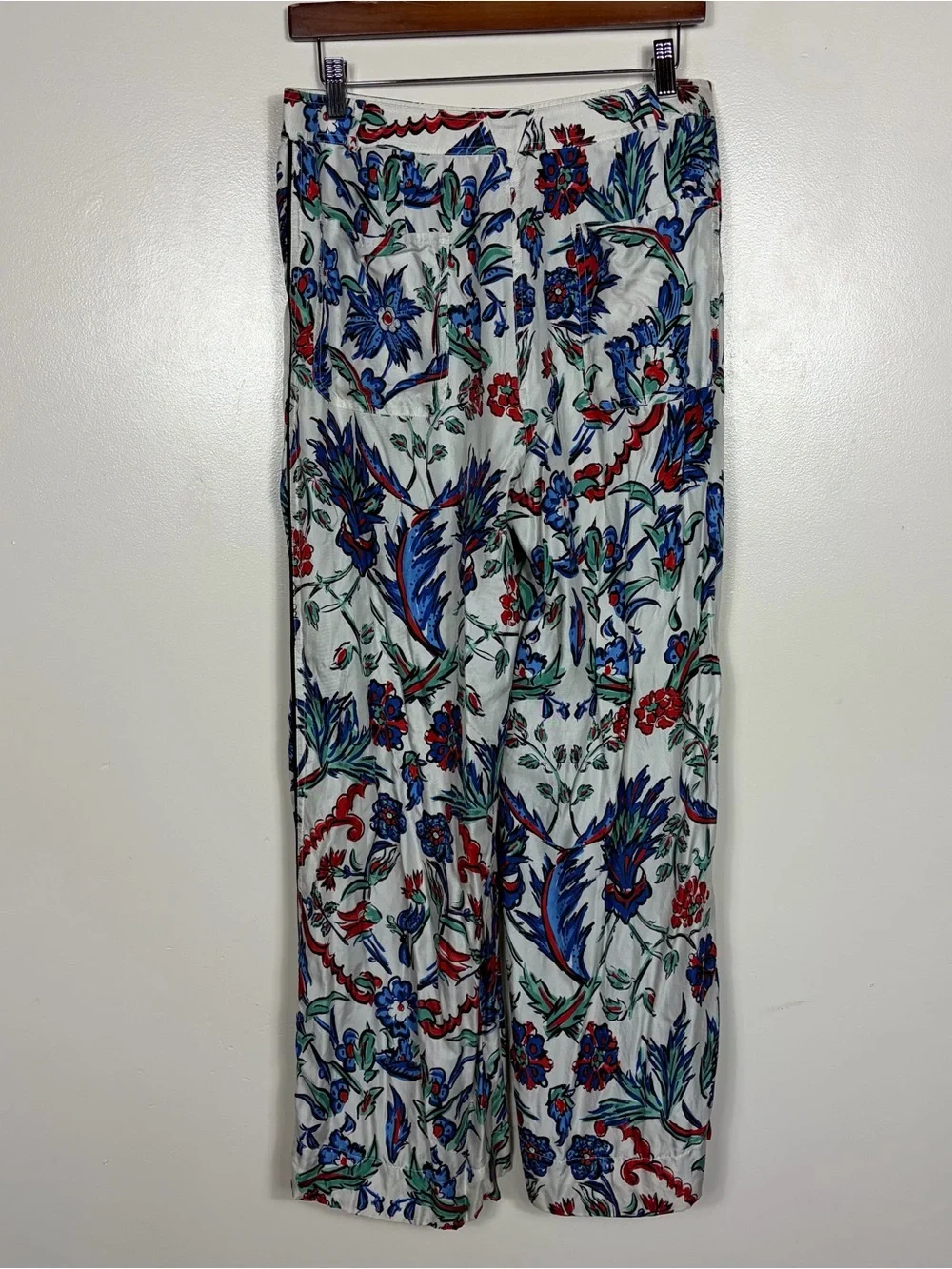 Tory Birch Silk Floral Wide Leg Pants 6 Boho Festival Coastal Shabby Vacation